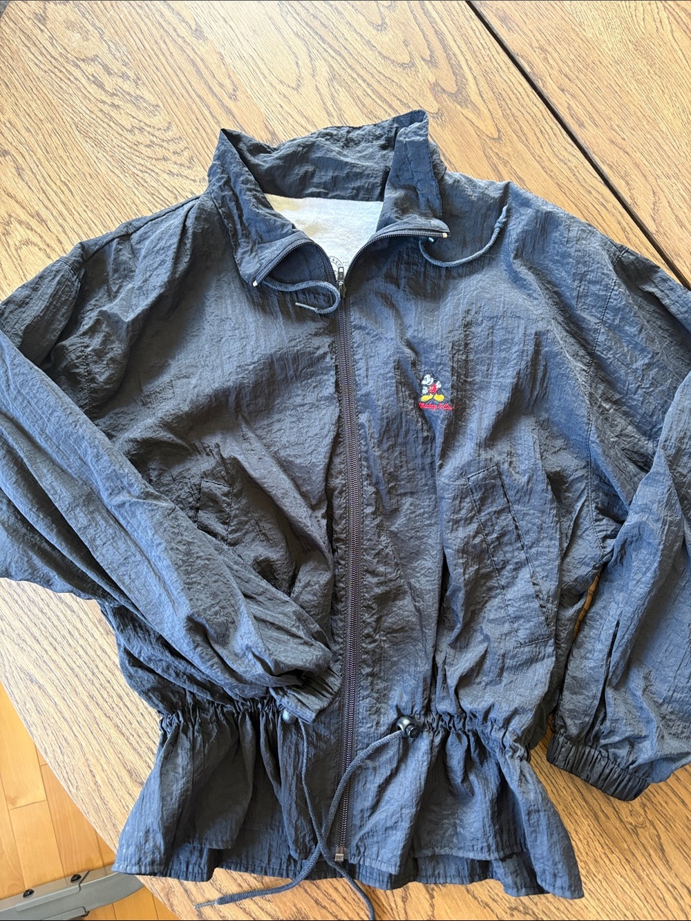 Black Windbreaker Jacket with Mickey Embroidery